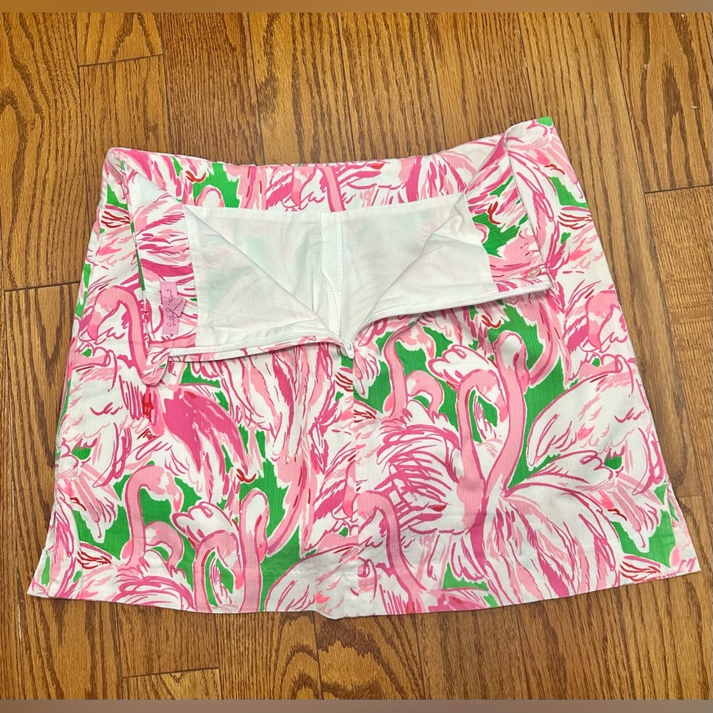 Lilly Pulitzer Pink and Green Flamingo Mini Skirt - Picture 3 of 9
